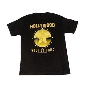 VTG Y2K Hollywood Walk Of Fame TM & 2001 Global‎ Icons, LA T Shirt Black Sz M